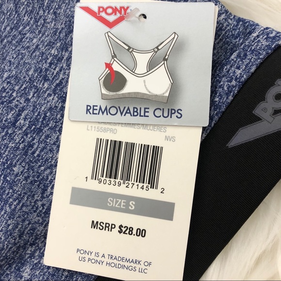 NWT Pony Blue Spacedye Racerback Padded Sports Bra - Picture 4 of 8